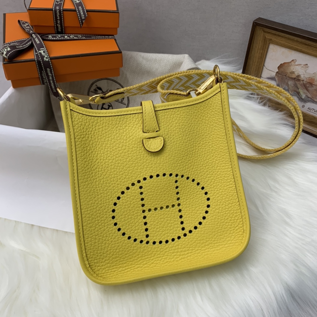 에르메스 미니 에블린16 옐로우 금장 끌레망스 가죽